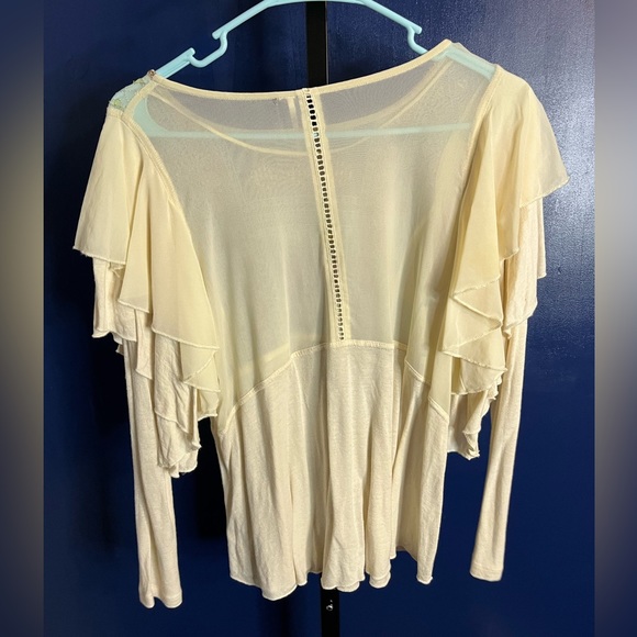 Free People La Cienega Embroidered Top Shirt Blouse Almond Ivory - Picture 5 of 5